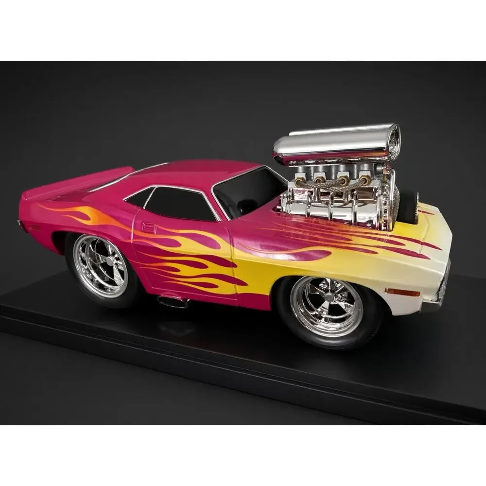 Muscle Machines 1:18 Diecast 1970 Plymouth Cuda Pink Flame Blown Pro Street Car
